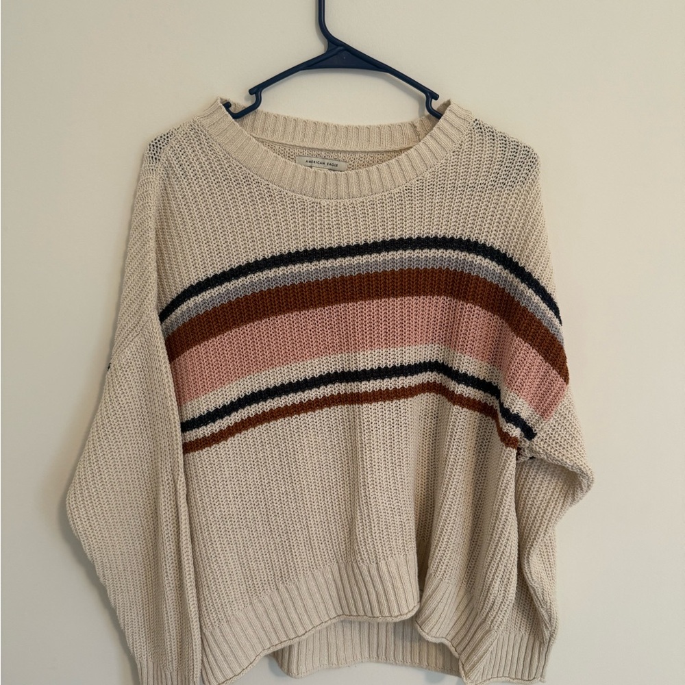 American Eagle Outfitters Cream Sweater with Stripes